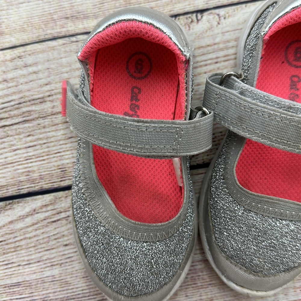 Cat & Jack Pink and Silver Sparkling Mary Jane Sneakers Size 5 - Picture 9 of 9